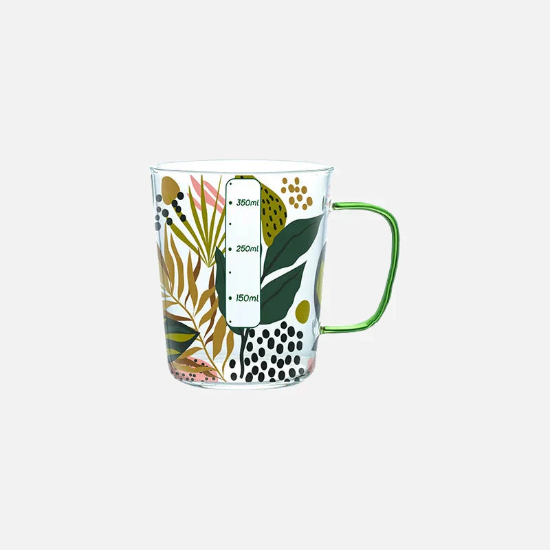 TropicalSip - Glas-Tasse mit kontrastierendem Griff und farbigem Druck