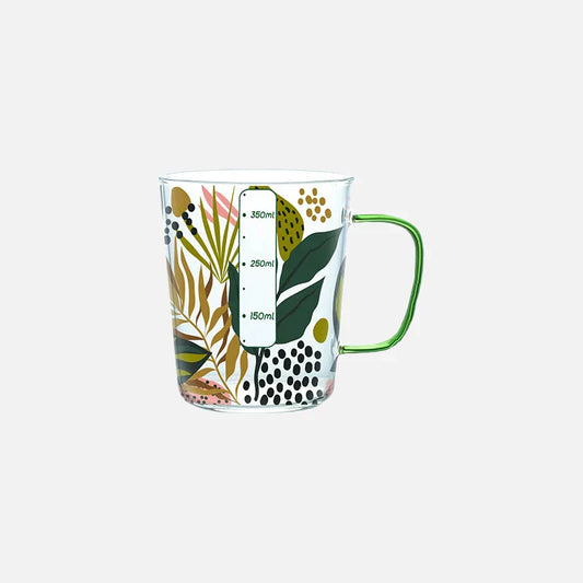 TropicalSip - Glas-Tasse mit kontrastierendem Griff und farbigem Druck
