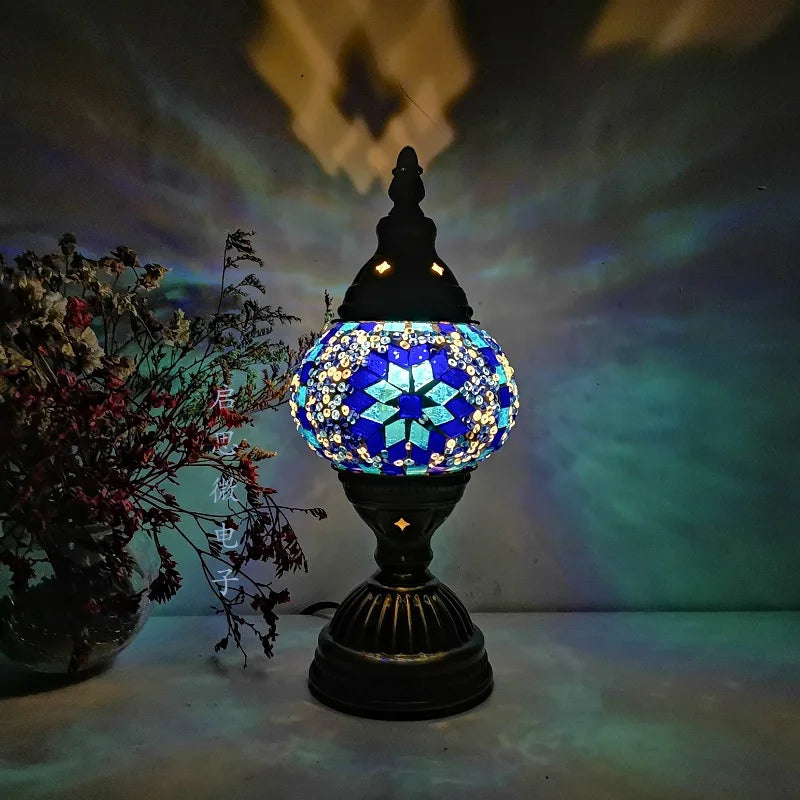 Türkische Mosaik Tischlampe – Handgefertigtes künstlerisches Nachttischlicht