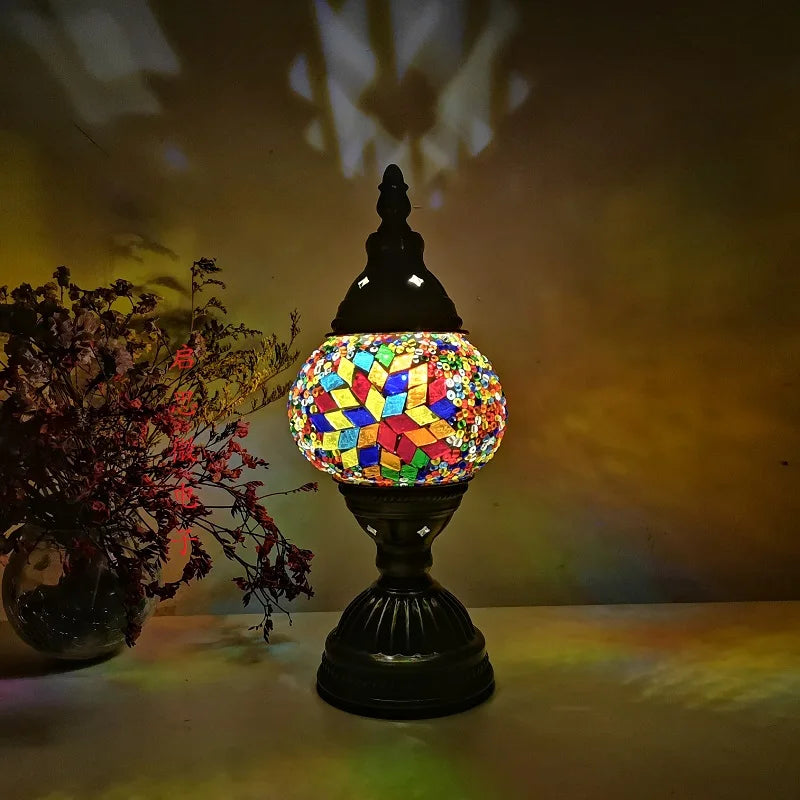 Türkische Mosaik Tischlampe – Handgefertigtes künstlerisches Nachttischlicht