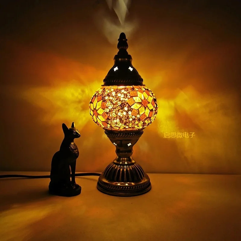 Türkische Mosaik Tischlampe – Handgefertigtes künstlerisches Nachttischlicht