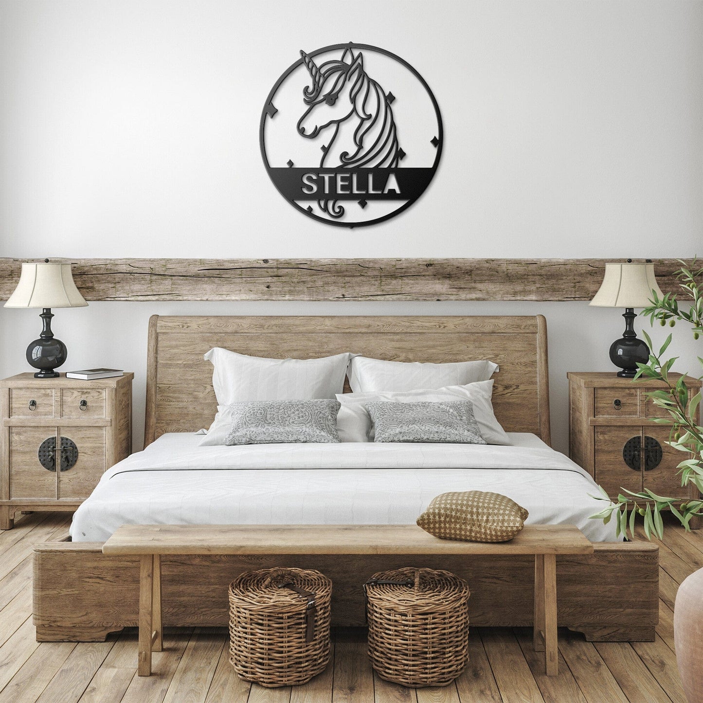 Süßes Einhorn-Monogramm - Stahl-Schild