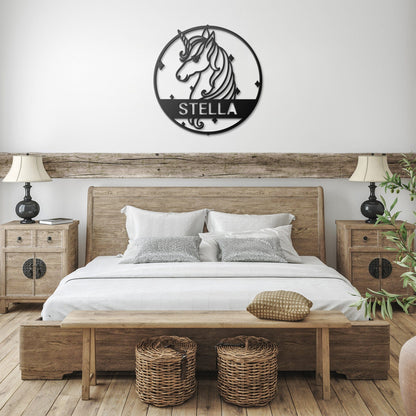 Süßes Einhorn-Monogramm - Stahl-Schild