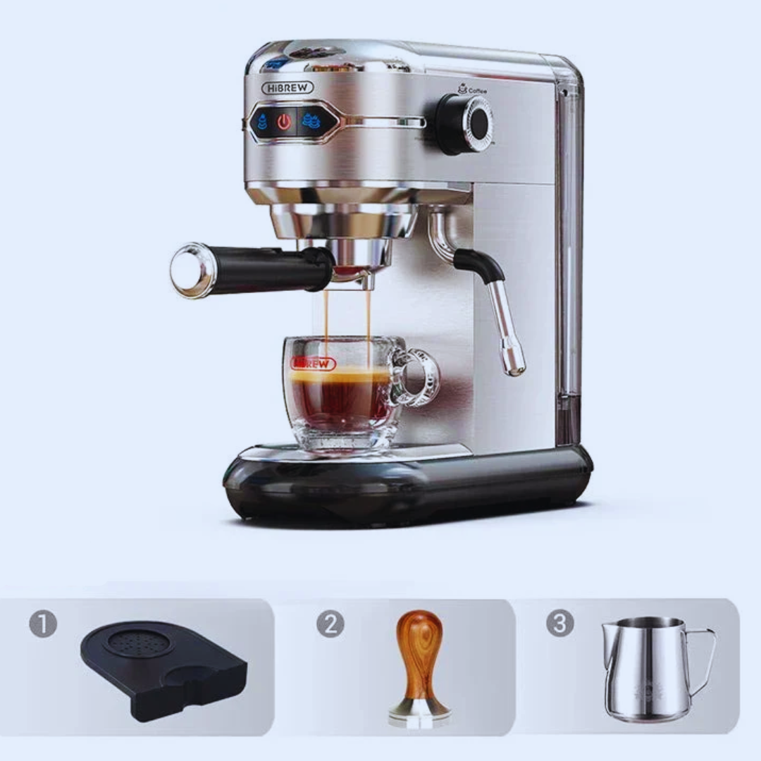 Slim Espresso Maschine – 20-Bar Halbautomatische Kaffeemaschine für ESE-Pads & gemahlenen Kaffee