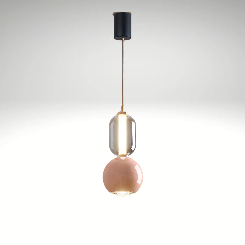 Skandinavische Kreativaufhängung aus Eisen und Glas – Moderne Minimalistische Lampe