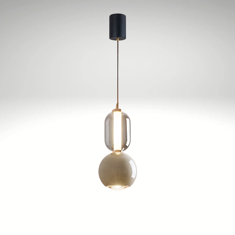 Skandinavische Kreativaufhängung aus Eisen und Glas – Moderne Minimalistische Lampe