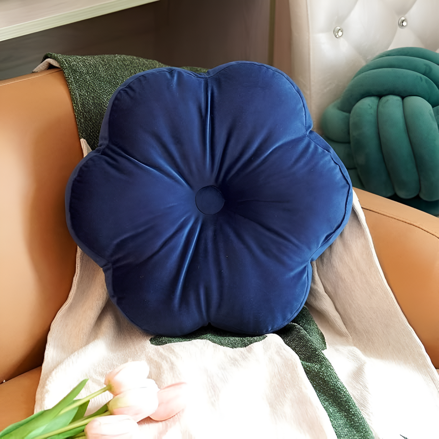 Plüsch blumenförmiges Samtkissen