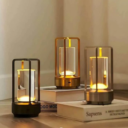 Crystal Glow Laterne – Wiederaufladbare, dimmbare LED Lampe mit Fernbedienung für moderne Innenräume