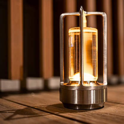 Crystal Glow Laterne – Wiederaufladbare, dimmbare LED Lampe mit Fernbedienung für moderne Innenräume