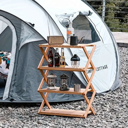 Mehrschichtiger Faltbarer Holzregal | Multifunktional und Tragbar