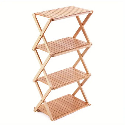 Mehrschichtiger Faltbarer Holzregal | Multifunktional und Tragbar