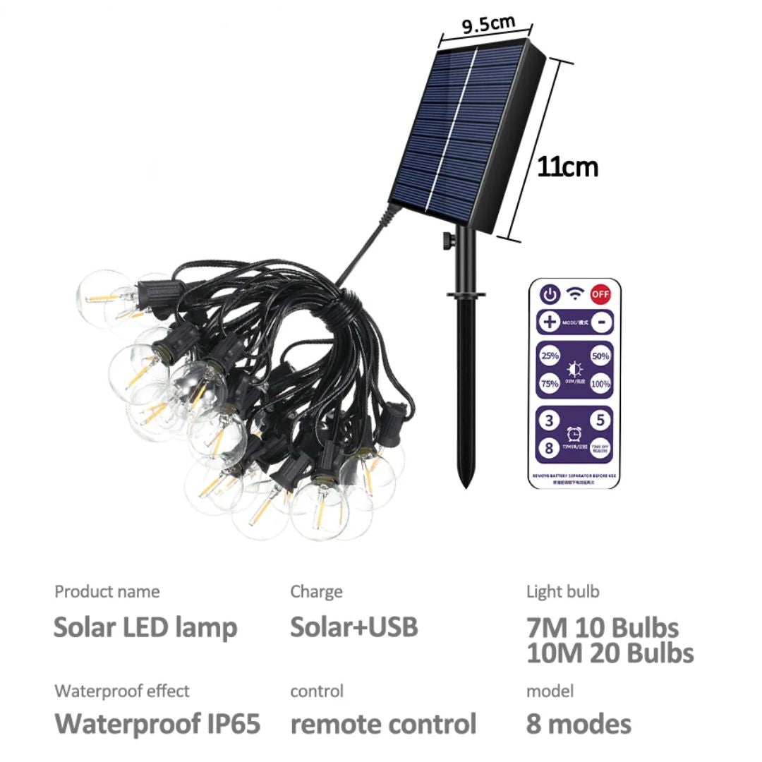 Solar Außenlichterkette | Wasserdicht und Unzerbrechlich