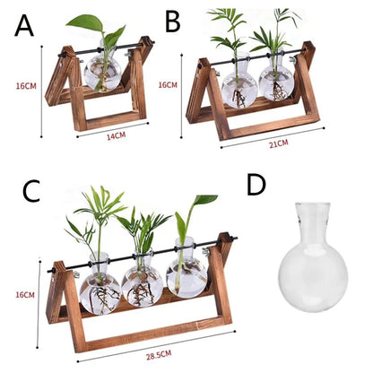 Hydroponischer Blumentopf mit Holztablett