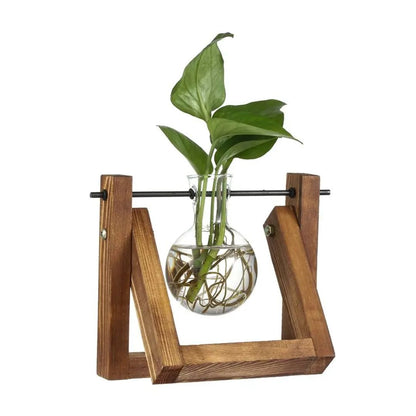 Hydroponischer Blumentopf mit Holztablett