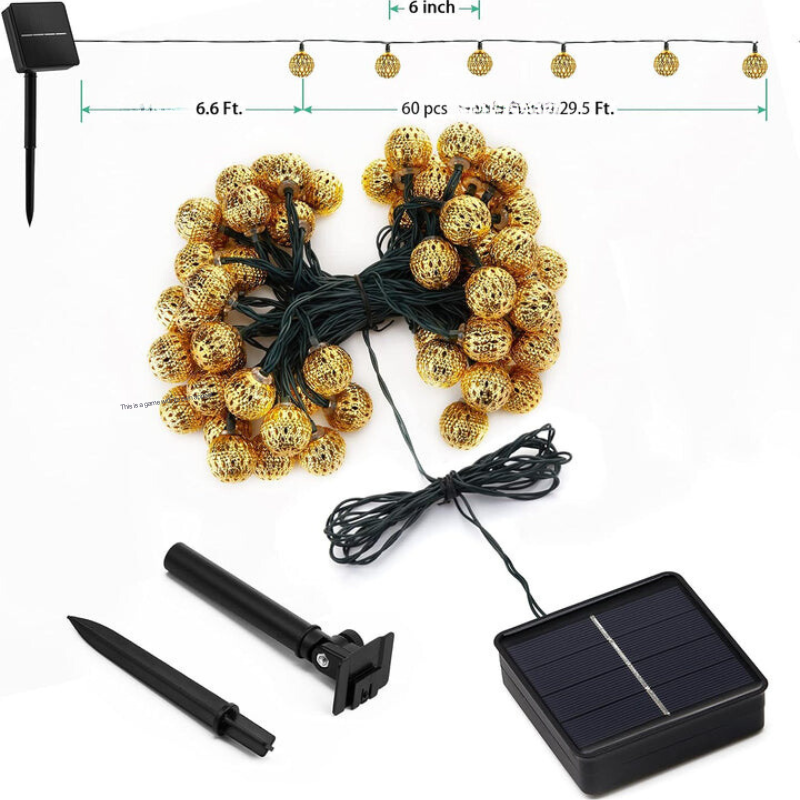 Garduru | Marokkanische wasserdichte Solar-Lichterkette, l 12 Meter, 100 LED-Lampen, l 8