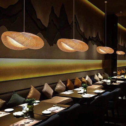 Moderne Bambus-Sphäre LED-Pendelleuchte - Stylische Hängeleuchte für zeitgenössische Wohnkultur