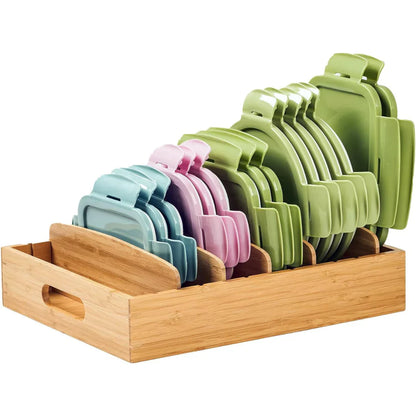 Bamboo-Deckel-Organizer für die Küche – Effiziente und platzsparende Aufbewahrungslösung