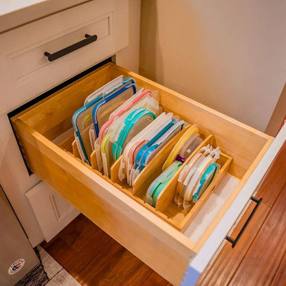 Bamboo-Deckel-Organizer für die Küche – Effiziente und platzsparende Aufbewahrungslösung