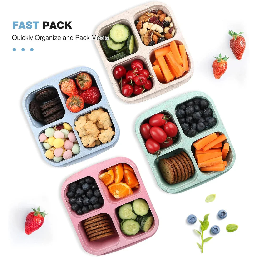 Bento-Style 4-Fach Meal-Prep-Boxen im 4er-Pack – Nachhaltig und Praktisch