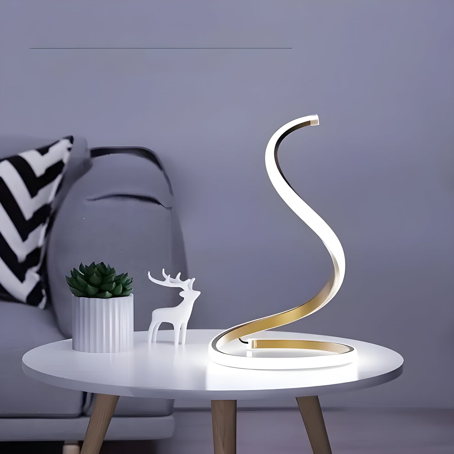 Garduru Lampe – Dekorative USB-betriebene S-förmige LED-Tischlampe