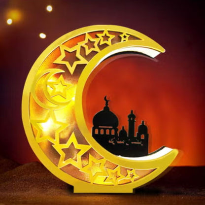 Festive mondförmige LED-Lampe mit Sternen- und Moschee-Motiv - für Eid und Dekoration