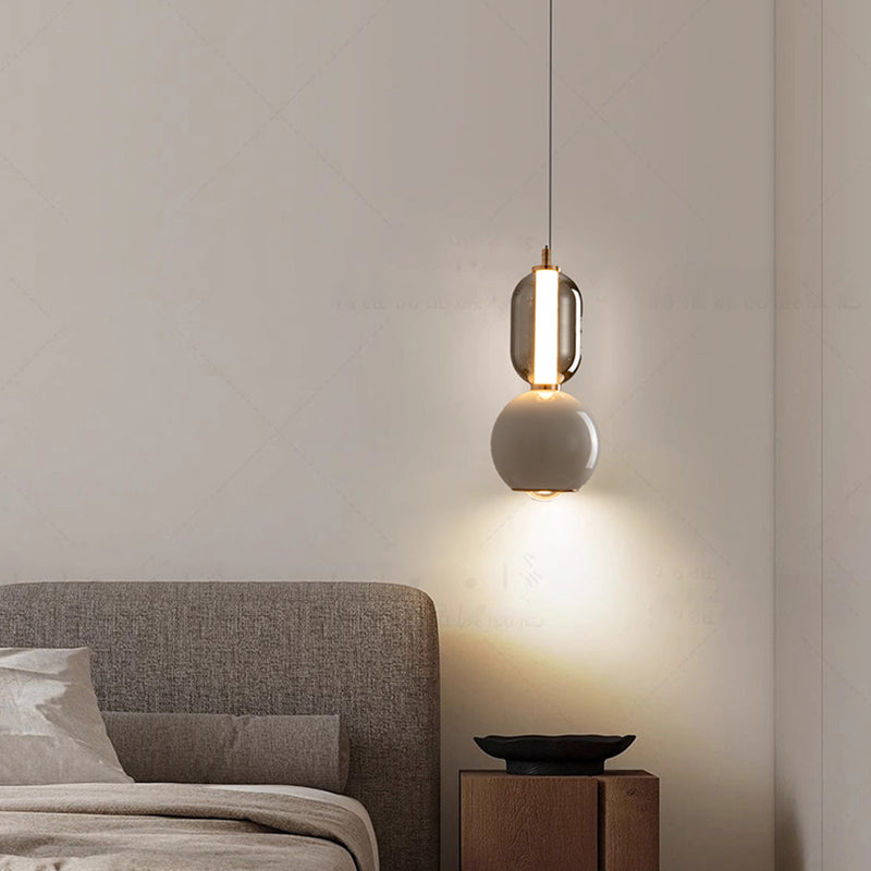 Skandinavische Kreativaufhängung aus Eisen und Glas – Moderne Minimalistische Lampe