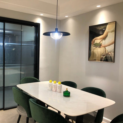 Aufhängung Imitation Holz - Hängeleuchte im nordischen Stil mit industriellen Details