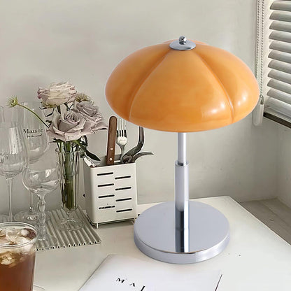 Tischlampe Pilz Bauhaus – Modernes Design mit Amberglas-Schirm