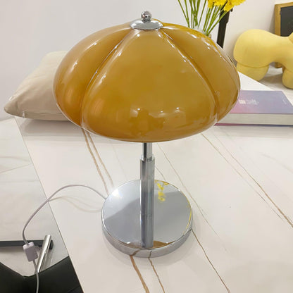 Tischlampe Pilz Bauhaus – Modernes Design mit Amberglas-Schirm