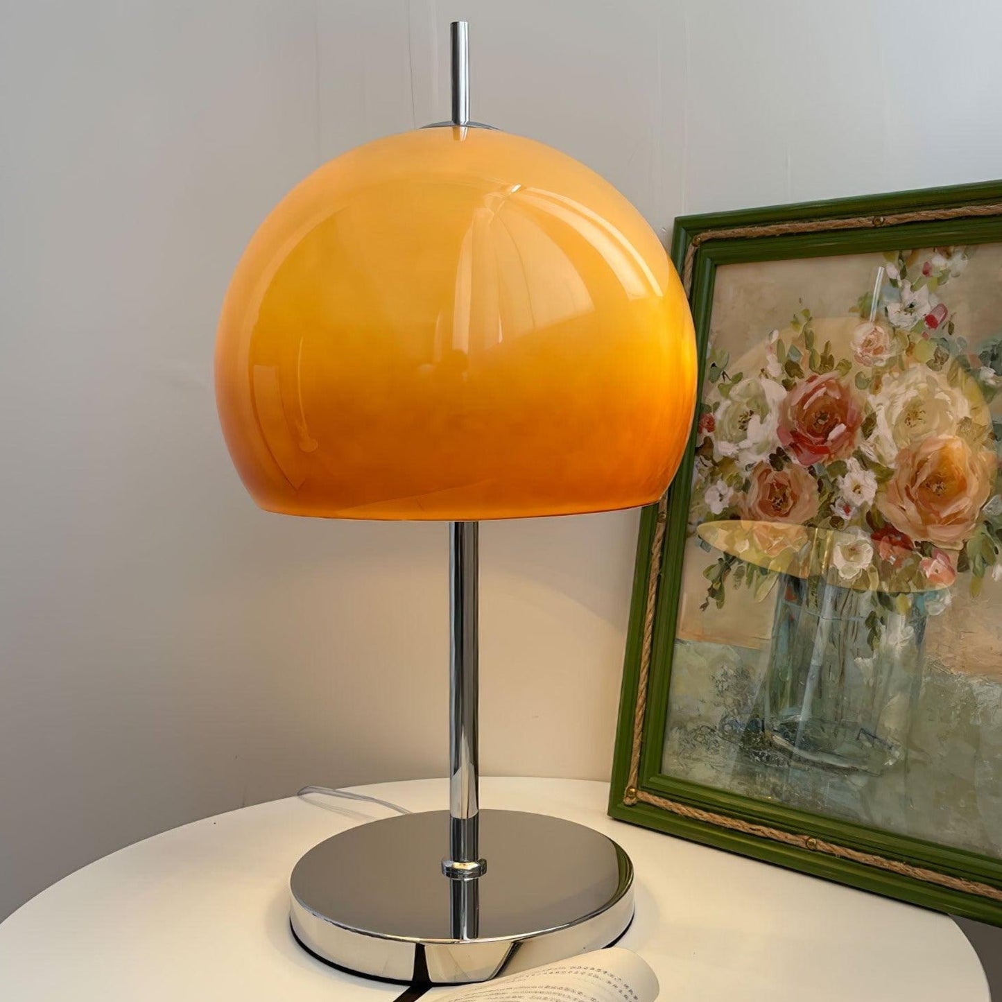 Tischlampe Pilz Bauhaus – Modernes Design mit Amberglas-Schirm