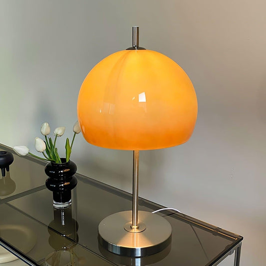 Tischlampe Pilz Bauhaus – Modernes Design mit Amberglas-Schirm