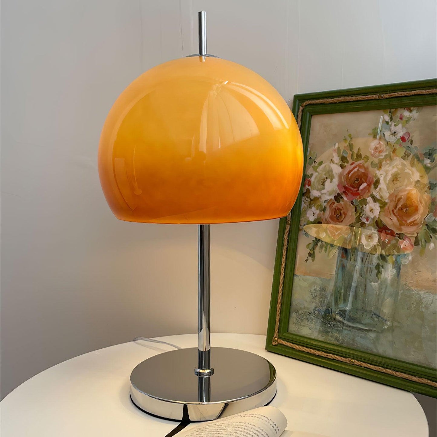 Tischlampe Pilz Bauhaus – Modernes Design mit Amberglas-Schirm