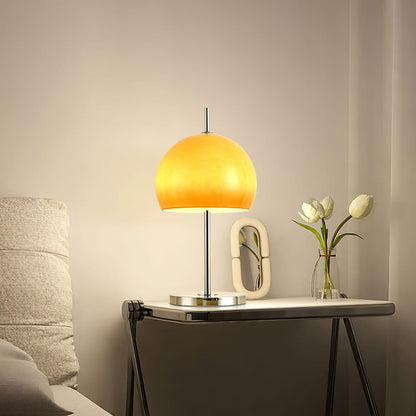 Tischlampe Pilz Bauhaus – Modernes Design mit Amberglas-Schirm