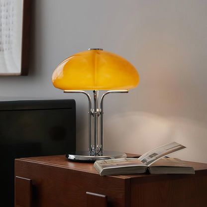 Tischlampe Pilz Bauhaus – Modernes Design mit Amberglas-Schirm