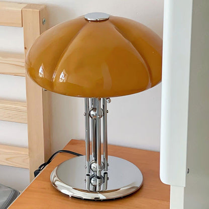Tischlampe Pilz Bauhaus – Modernes Design mit Amberglas-Schirm