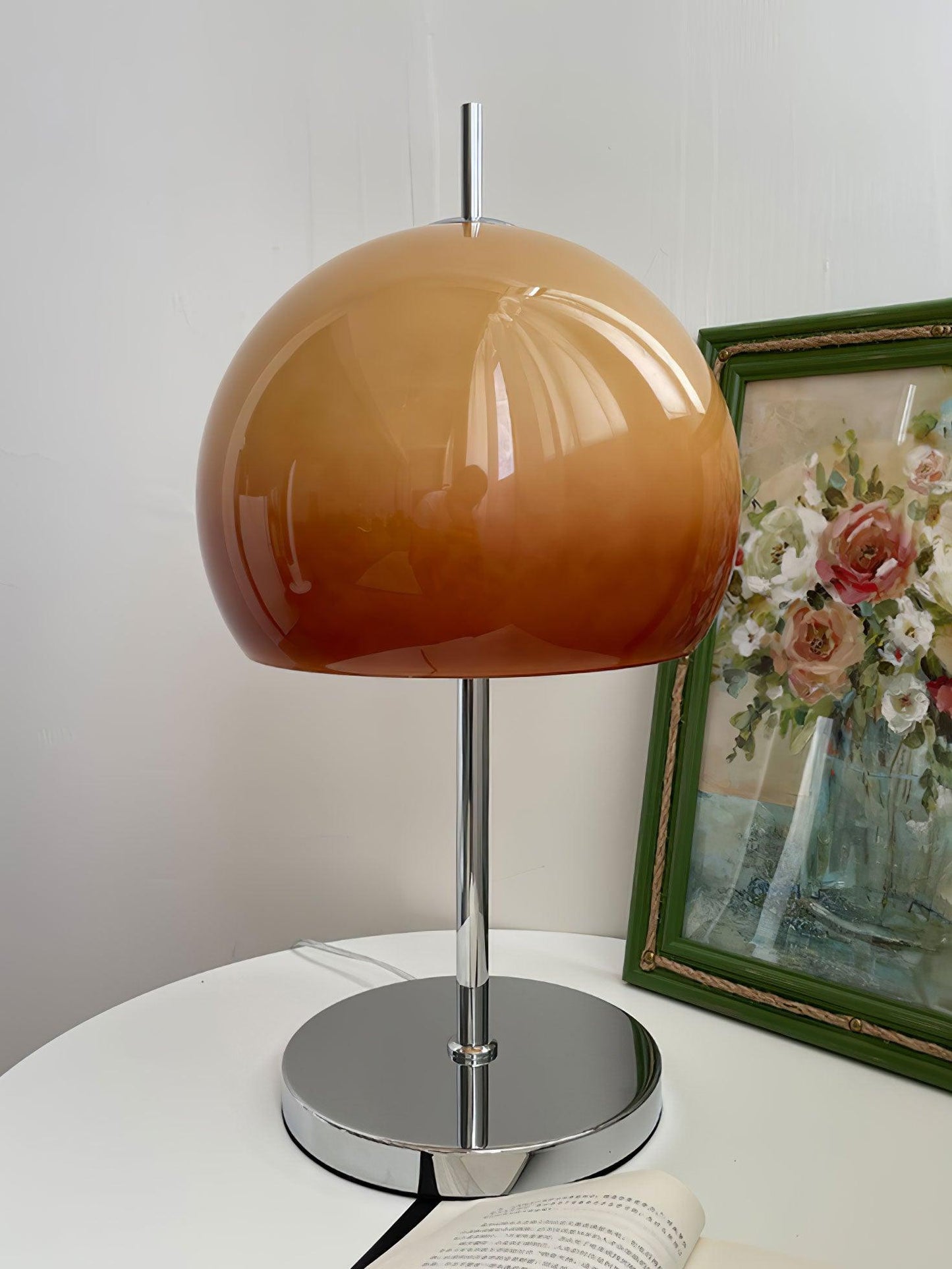 Tischlampe Pilz Bauhaus – Modernes Design mit Amberglas-Schirm