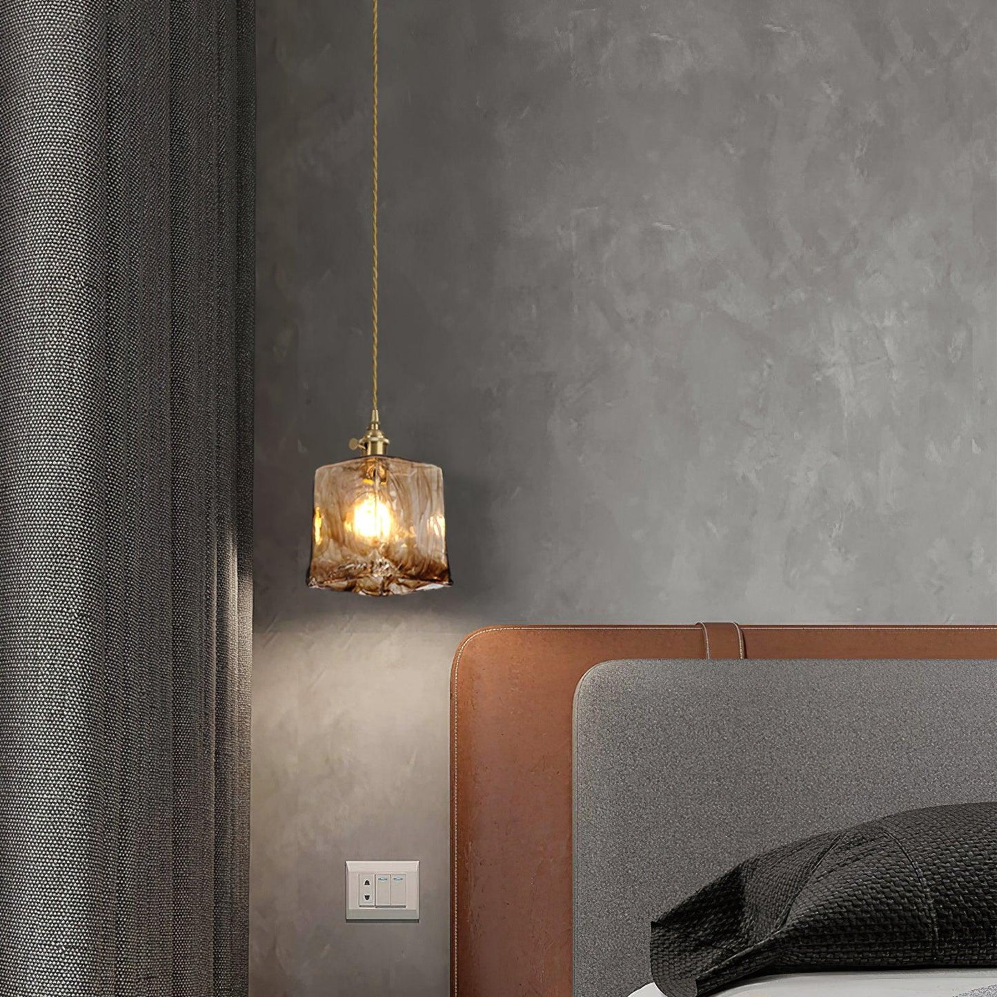 Abgehängte Vintage Braune Glas Pendelleuchte – Élégance Classique