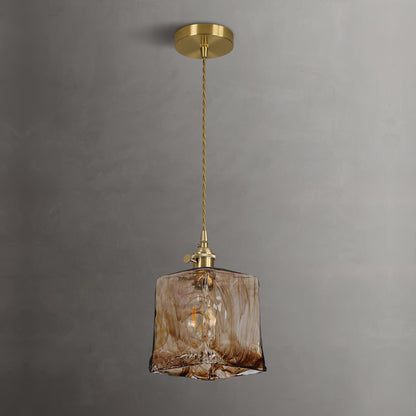 Garduru Braune Glas Pendelleuchte – Klassische Messing- und Metall-Deckenlampe