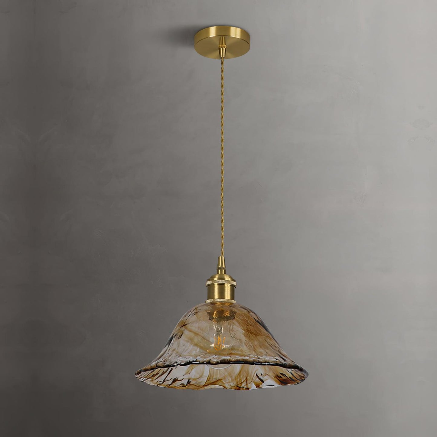 Garduru Braune Glas Pendelleuchte – Klassische Messing- und Metall-Deckenlampe
