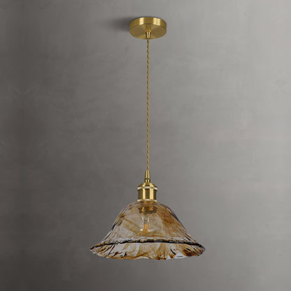Garduru Braune Glas Pendelleuchte – Klassische Messing- und Metall-Deckenlampe
