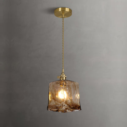 Garduru Braune Glas Pendelleuchte – Klassische Messing- und Metall-Deckenlampe