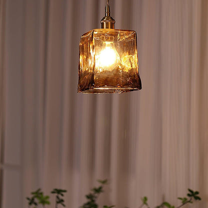 Garduru Braune Glas Pendelleuchte – Klassische Messing- und Metall-Deckenlampe