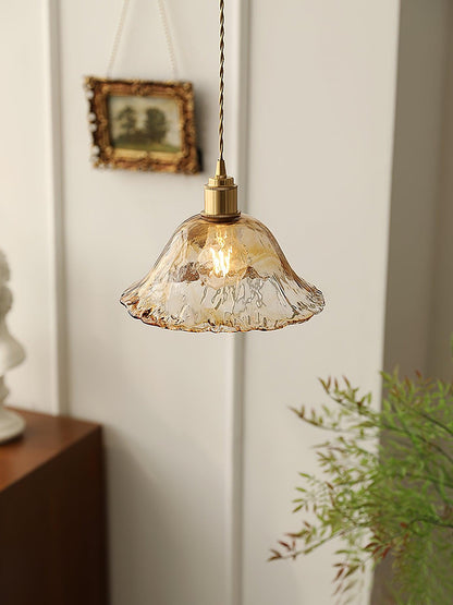 Garduru Braune Glas Pendelleuchte – Klassische Messing- und Metall-Deckenlampe