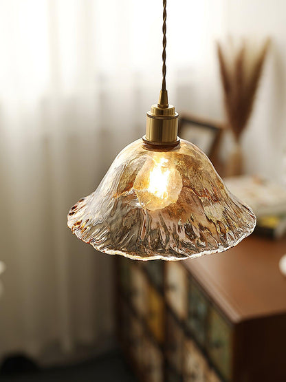 Garduru Braune Glas Pendelleuchte – Klassische Messing- und Metall-Deckenlampe