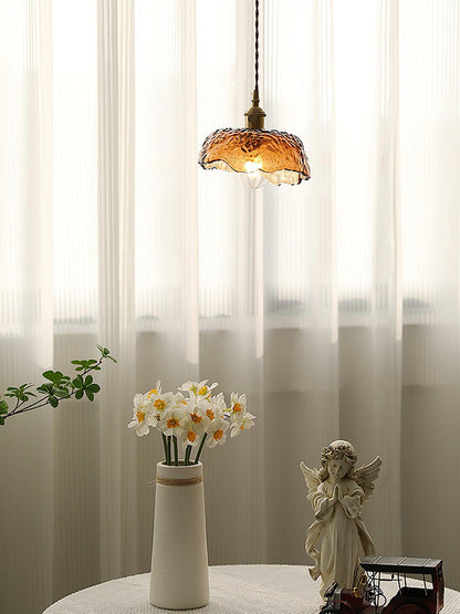 Garduru Braune Glas Pendelleuchte – Klassische Messing- und Metall-Deckenlampe