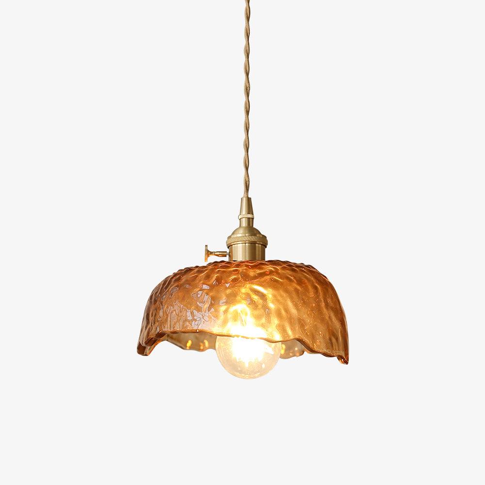 Garduru Braune Glas Pendelleuchte – Klassische Messing- und Metall-Deckenlampe