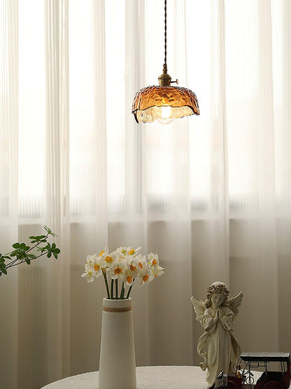 Garduru Braune Glas Pendelleuchte – Klassische Messing- und Metall-Deckenlampe