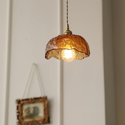 Garduru Braune Glas Pendelleuchte – Klassische Messing- und Metall-Deckenlampe