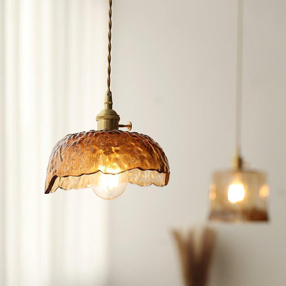 Garduru Braune Glas Pendelleuchte – Klassische Messing- und Metall-Deckenlampe