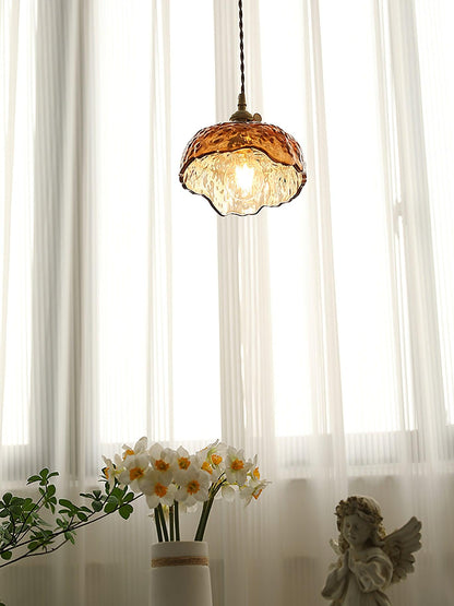Garduru Braune Glas Pendelleuchte – Klassische Messing- und Metall-Deckenlampe
